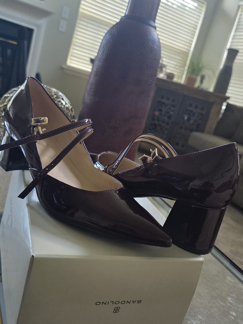 Bandolino Patent Mary Jane Pumps in Dark Burgundy